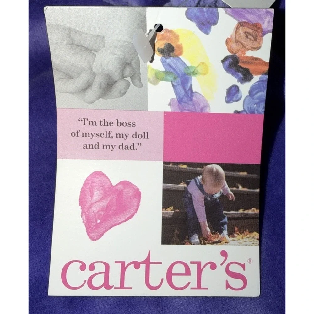 Carter's‎ Vintage Baby Girls Purple Velour Romper 9-12 Months Embroidered Lamb